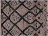 handmade Modern Moroccan Lt. Brown Black Hand Knotted RECTANGLE 100% WOOL area rug 4x6